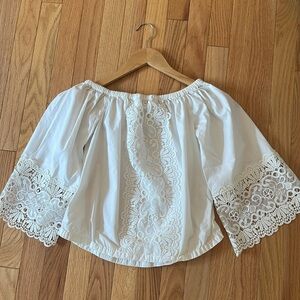 White cotton lace off the shoulder top